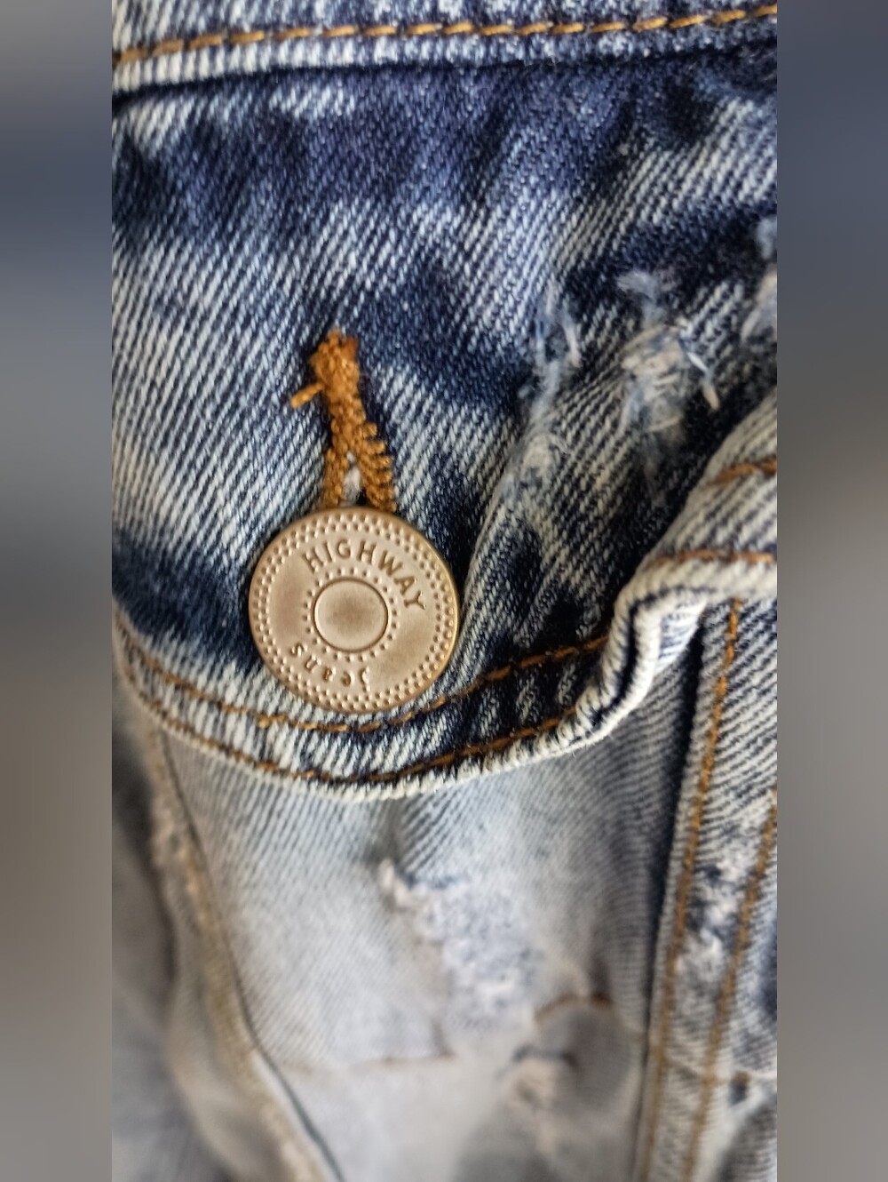 Highway Jeans 100% Cotton Long Light Wash Distressed Denim Trench Coat_L - Picture 2 of 8